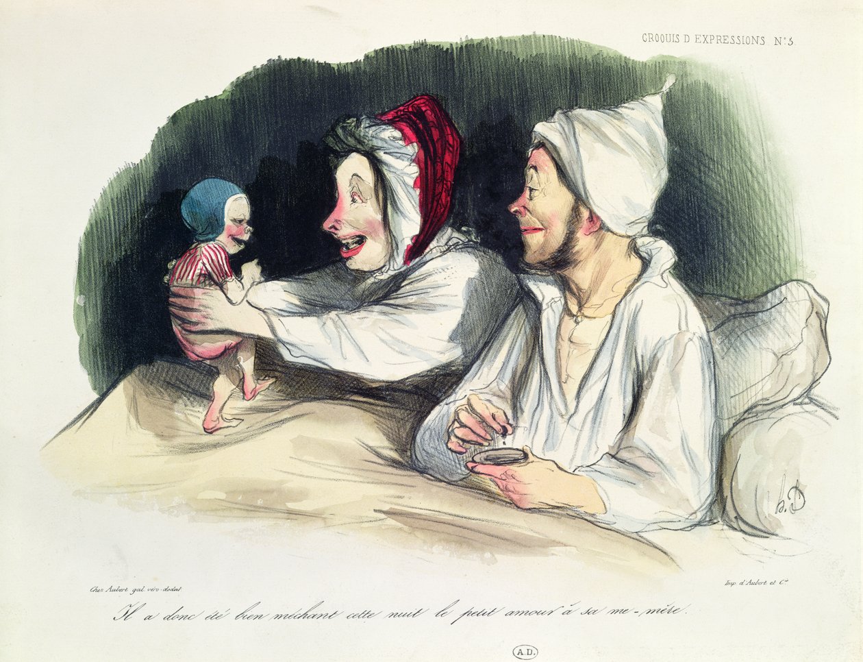 Genitori estatici con il loro nuovo bambino da Honoré Daumier
