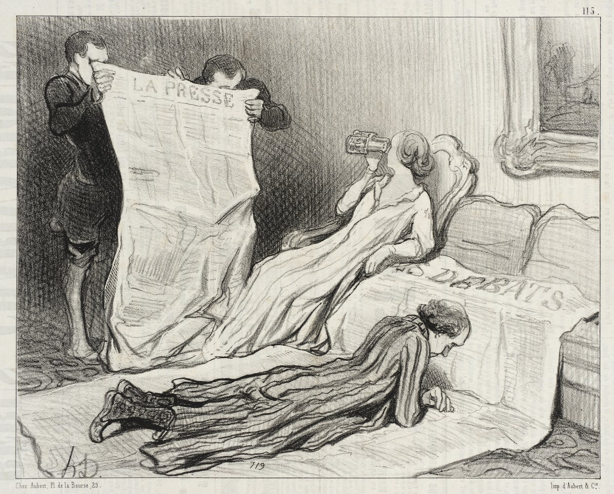 Abbonati che ricevono il giornale... da Honoré Daumier