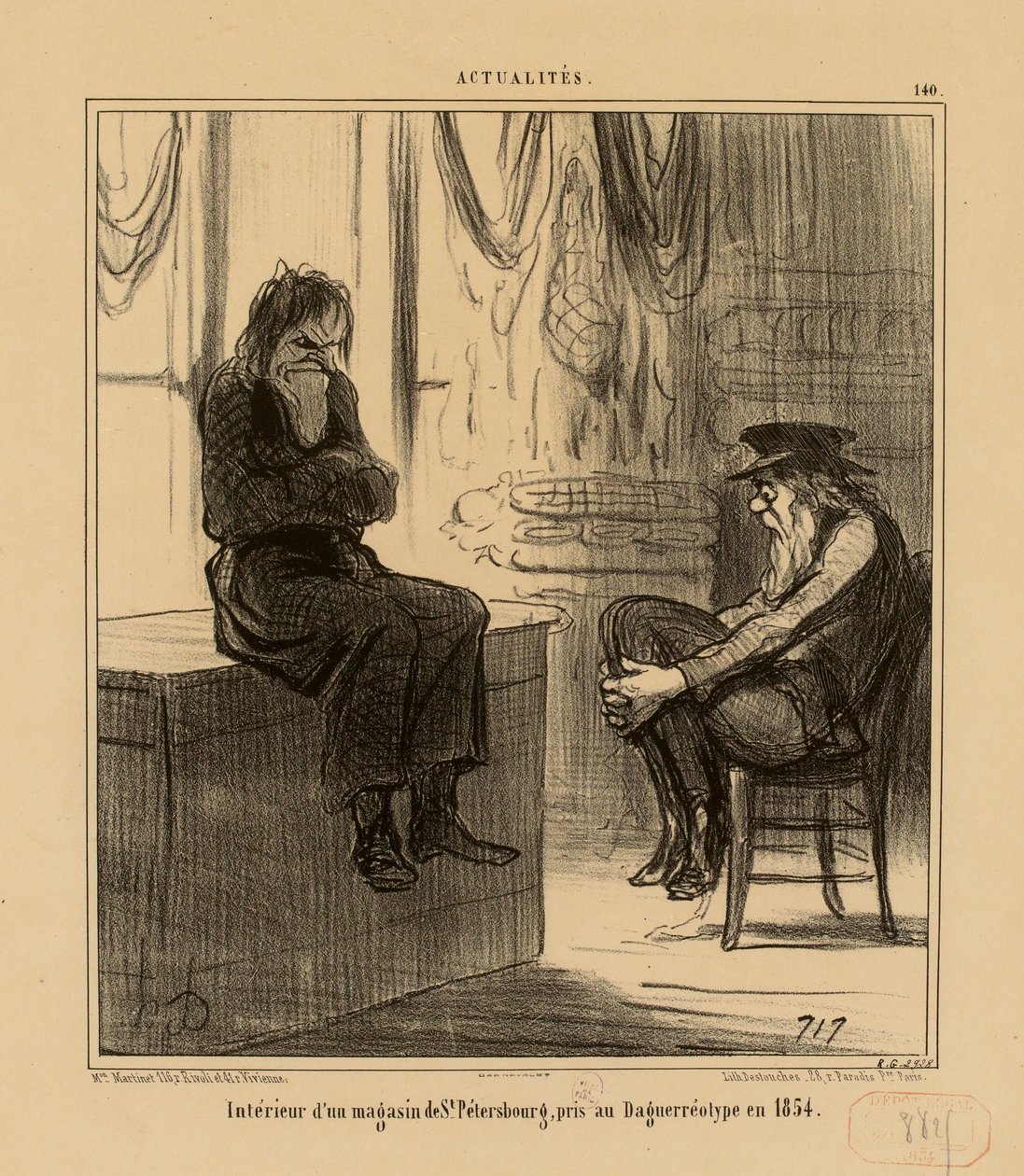 Notizie n. 140: Interno di un negozio di San Pietroburgo, immortalato con il dagherrotipo nel 1854 da Honoré Daumier