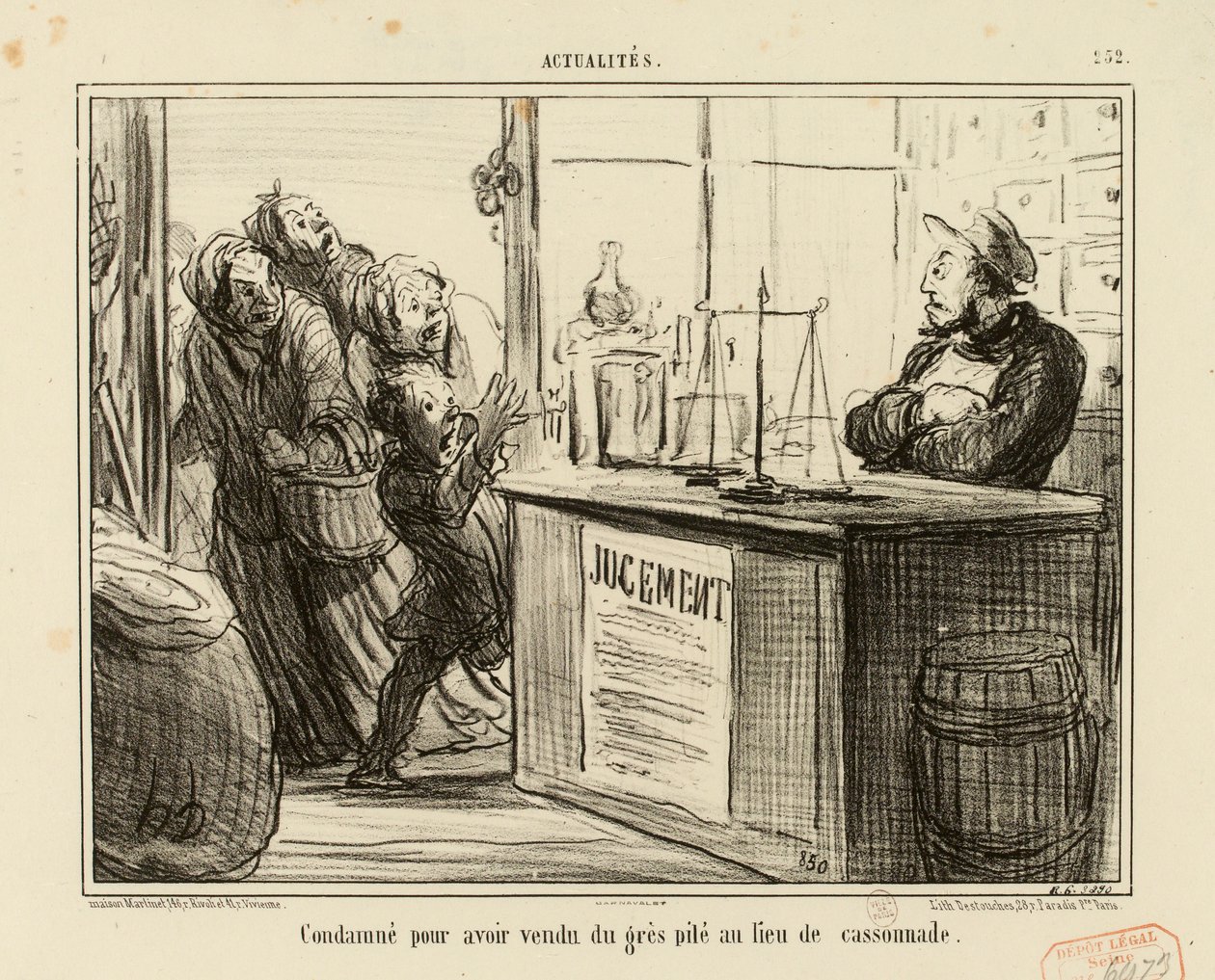 Attualità n. 252: Condannato per aver venduto arenaria macinata invece di zucchero di canna. da Honoré Daumier