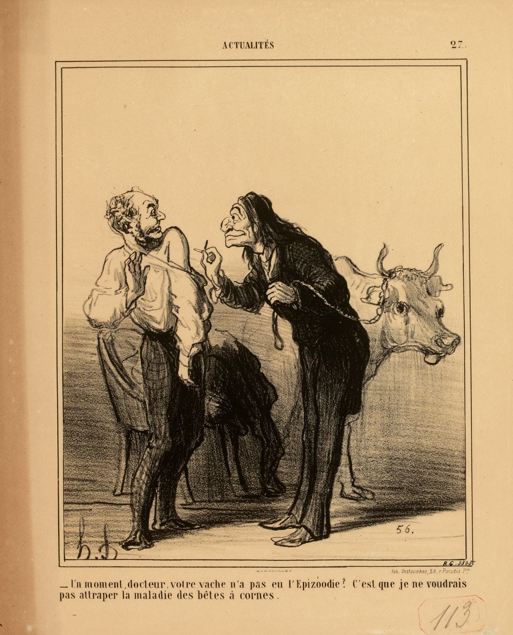 Attualità n. 27: - Un momento, dottore, la sua mucca non ha avuto l’epizoozia? da Honoré Daumier