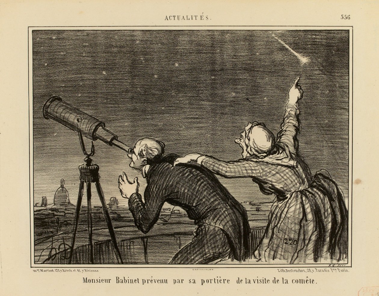 Notizie n. 556: Il signor Babinet viene avvisato dalla sua portiera della visita della cometa da Honoré Daumier