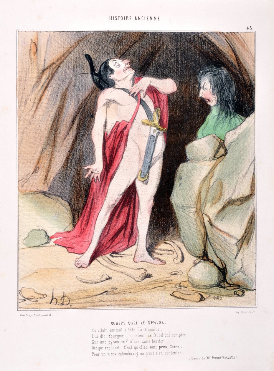 Opera di Honoré Daumier (1808-1879). Storia antica Edipo nella sfinge. BIBLIOTECA DELL