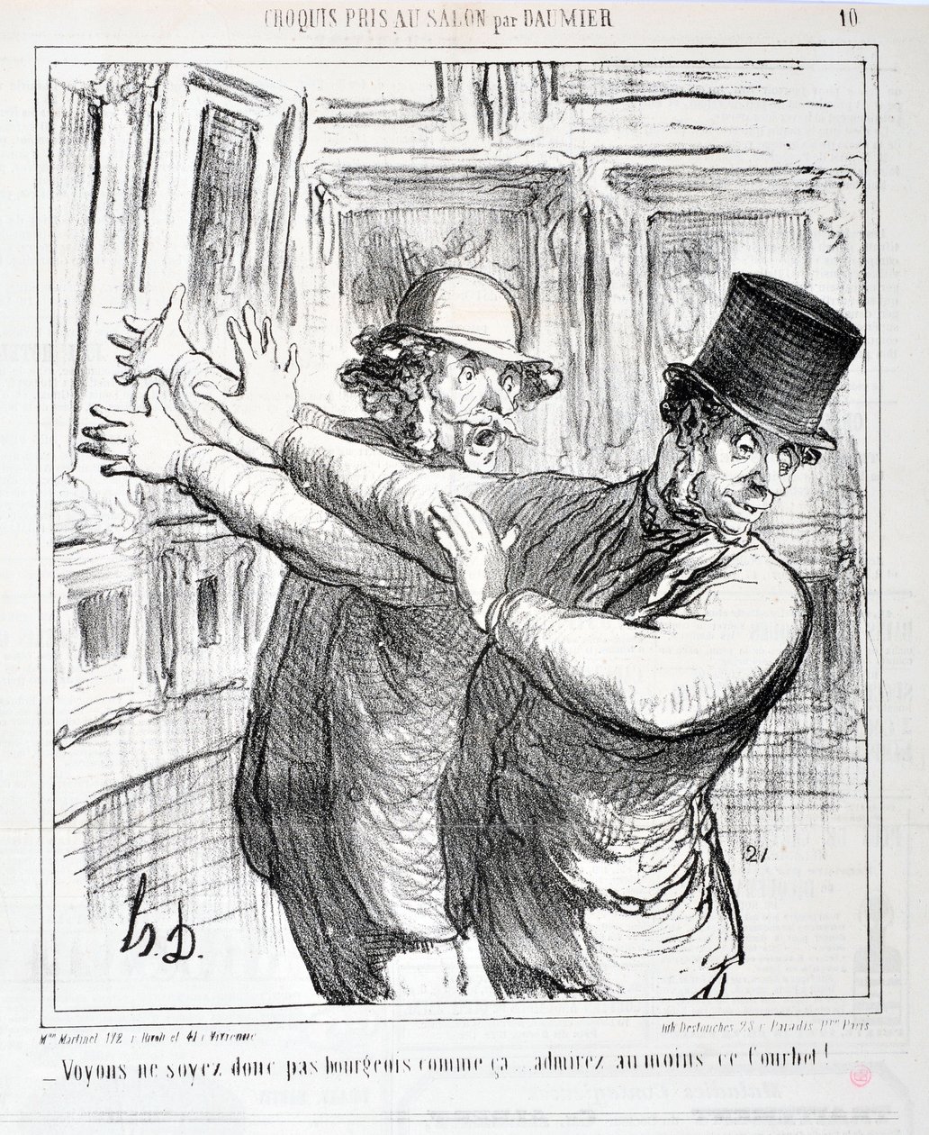 Opera di Honore Daumier. Charivari del 1865: Serie Schizzi presi al Salone - Non siamo borghesi così... ammiriamo almeno questo Courbet! MUSEO DELLE BELLE ARTI - PALAZZO LONGCHAMP, MARSIGLIA da Honoré Daumier