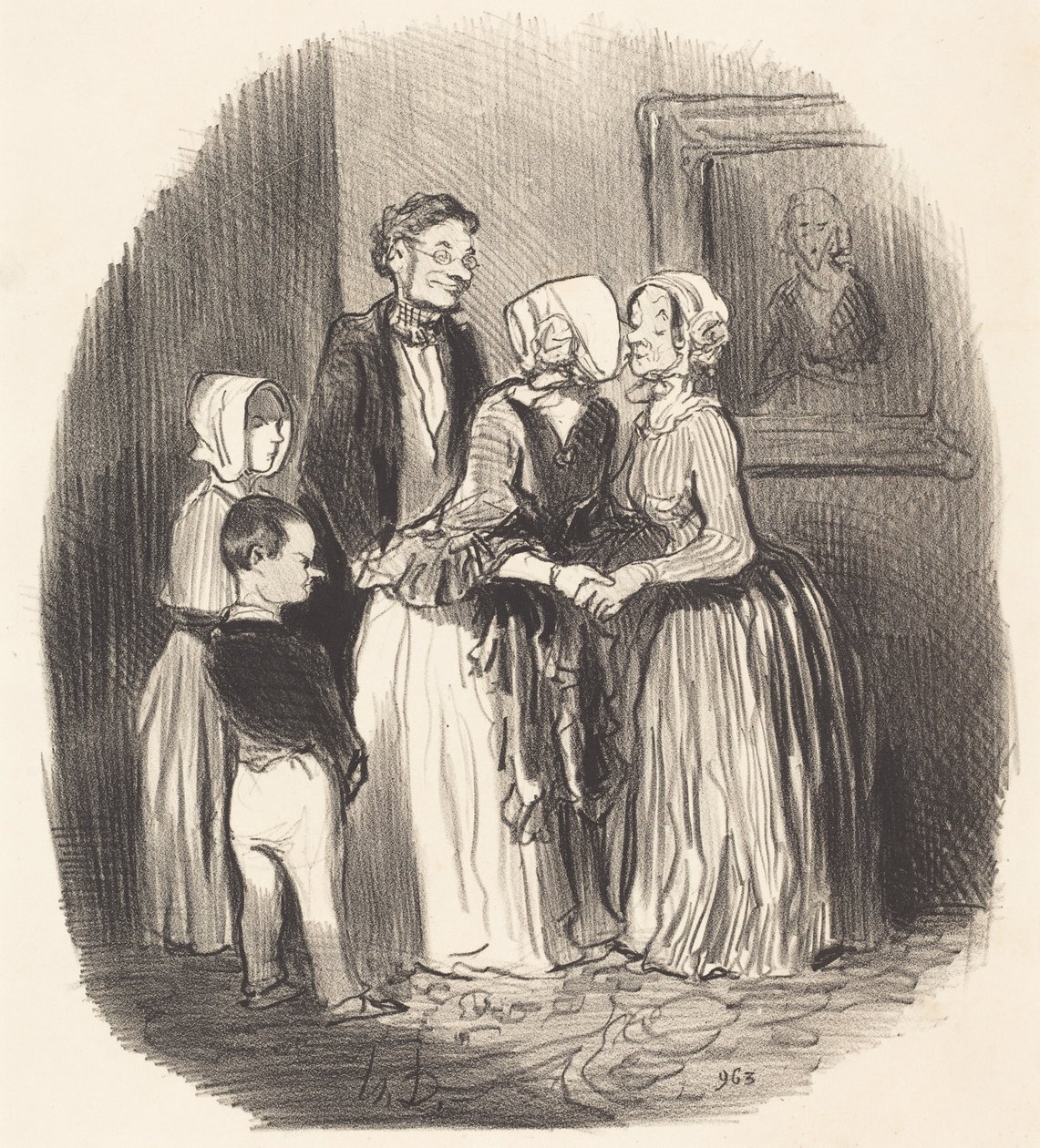 Al nuovo anno, visita... alla zia Rabourdin da Honoré Daumier