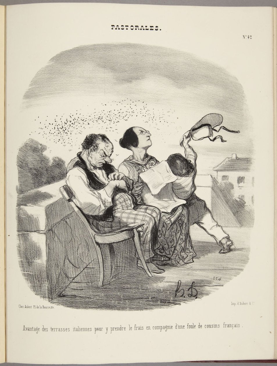 Vantaggio delle terrazze italiane per rinfrescarsi in compagnia di una folla di cugini francesi da Honoré Daumier