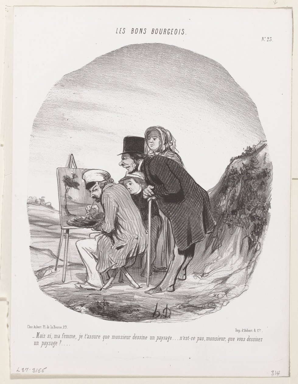 Ma sì, mia moglie, vi assicuro che il signore sta disegnando un paesaggio ... è un paesaggio, signore, non è vero? da Honoré Daumier