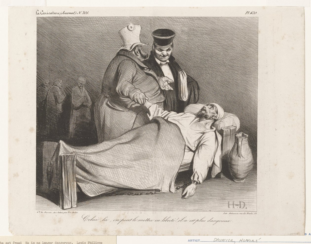 Quello lì, possiamo lasciarlo libero! Non è più pericoloso. (da *La Caricature*) da Honoré Daumier