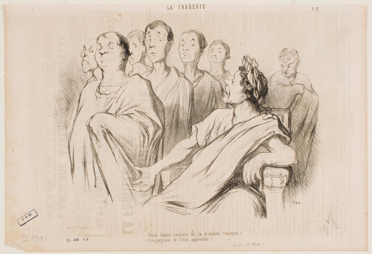 Venite, dignitosi pilastri della grandezza romana... amici di Cesare, avvicinatevi! da Honoré Daumier