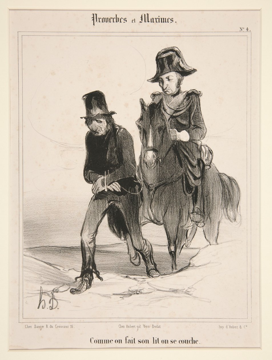 Come ci si fa il letto, così ci si corica, tavola 4 da “Proverbi e massime” da Honoré Daumier