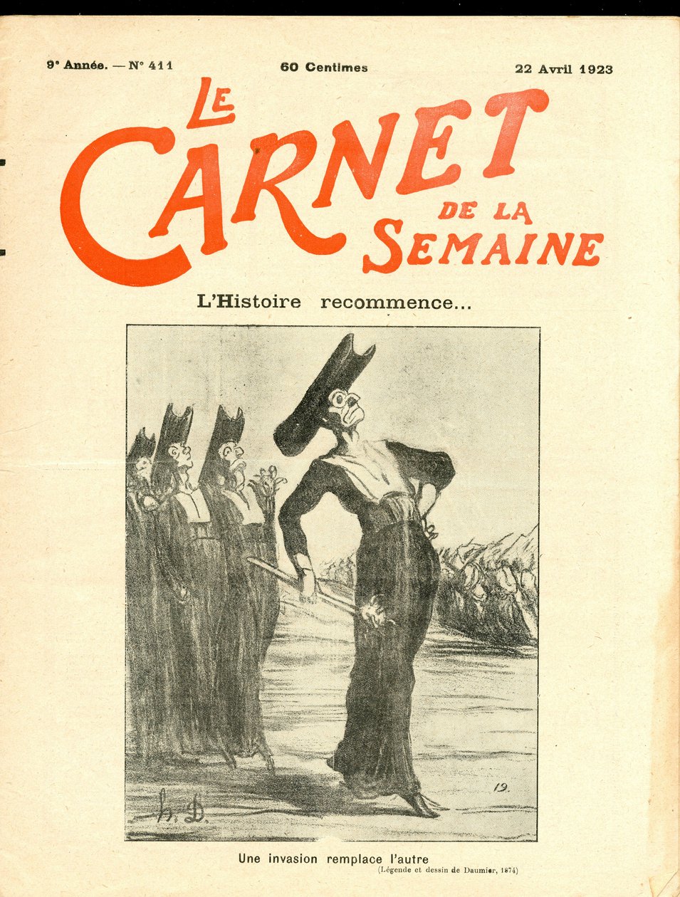 Copertina di "Le Carnet de la semaine", satirico in bianco e nero da Honoré Daumier