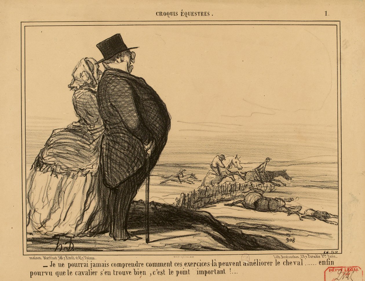 Croquis Equestres Nr. 1: - Ich werde nie verstehen können, wie diese Übungen... da Honoré Daumier
