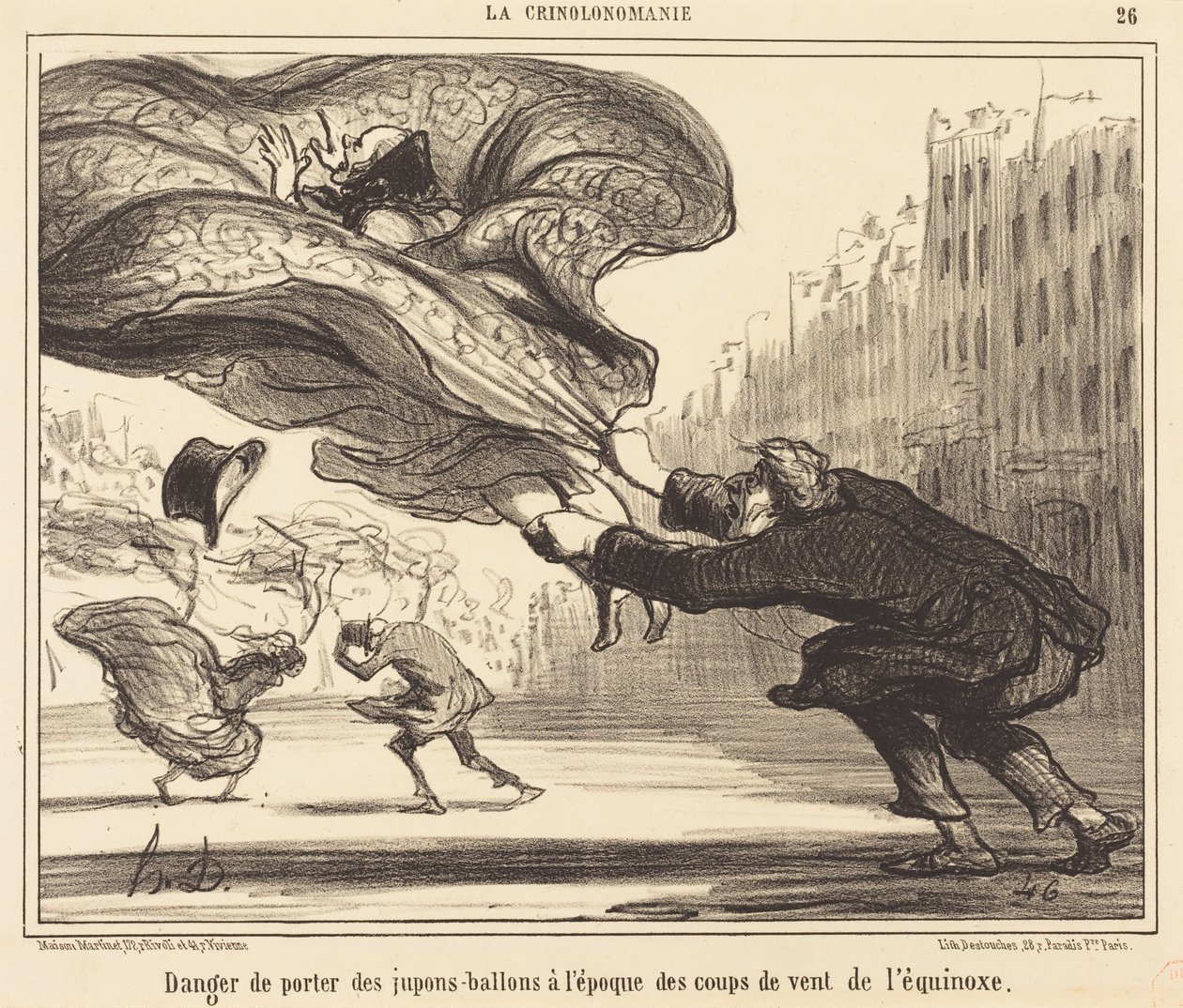 Pericolo di indossare gonne a palloncino... da Honoré Daumier