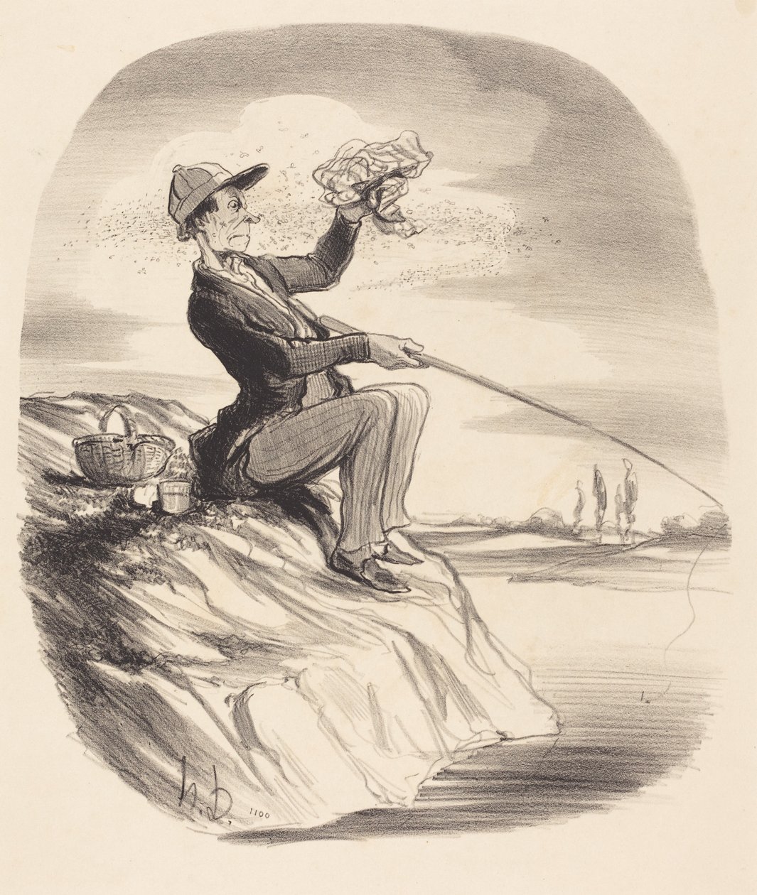 Inconveniente di andare a pescare... da Honoré Daumier