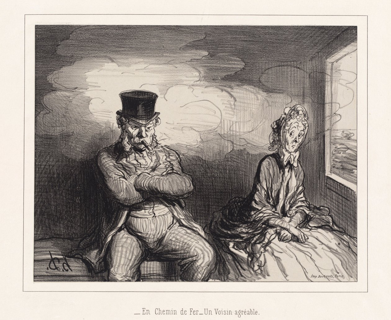 In treno... un vicino simpatico (On the Railroad: A Pleasant Neighbor) da Honoré Daumier