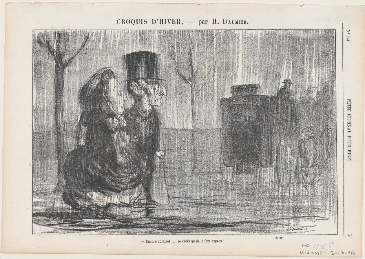 Di nuovo pieno... Credo che lo facciano apposta!, da "Winter Sketches" da Honoré Daumier