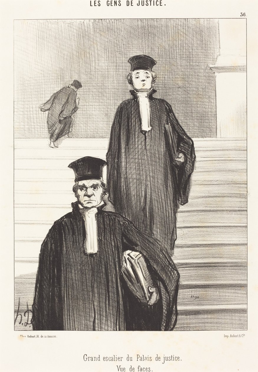 Grande scalinata del Palazzo di Giustizia. Vista frontale da Honoré Daumier