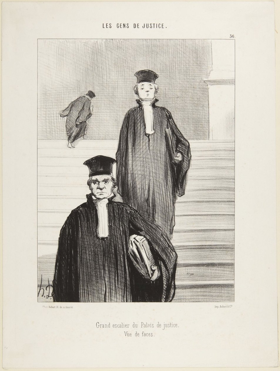 Grande scalinata del Palazzo di giustizia, vista frontale, numero 36 della serie La gente di giustizia da Honoré Daumier