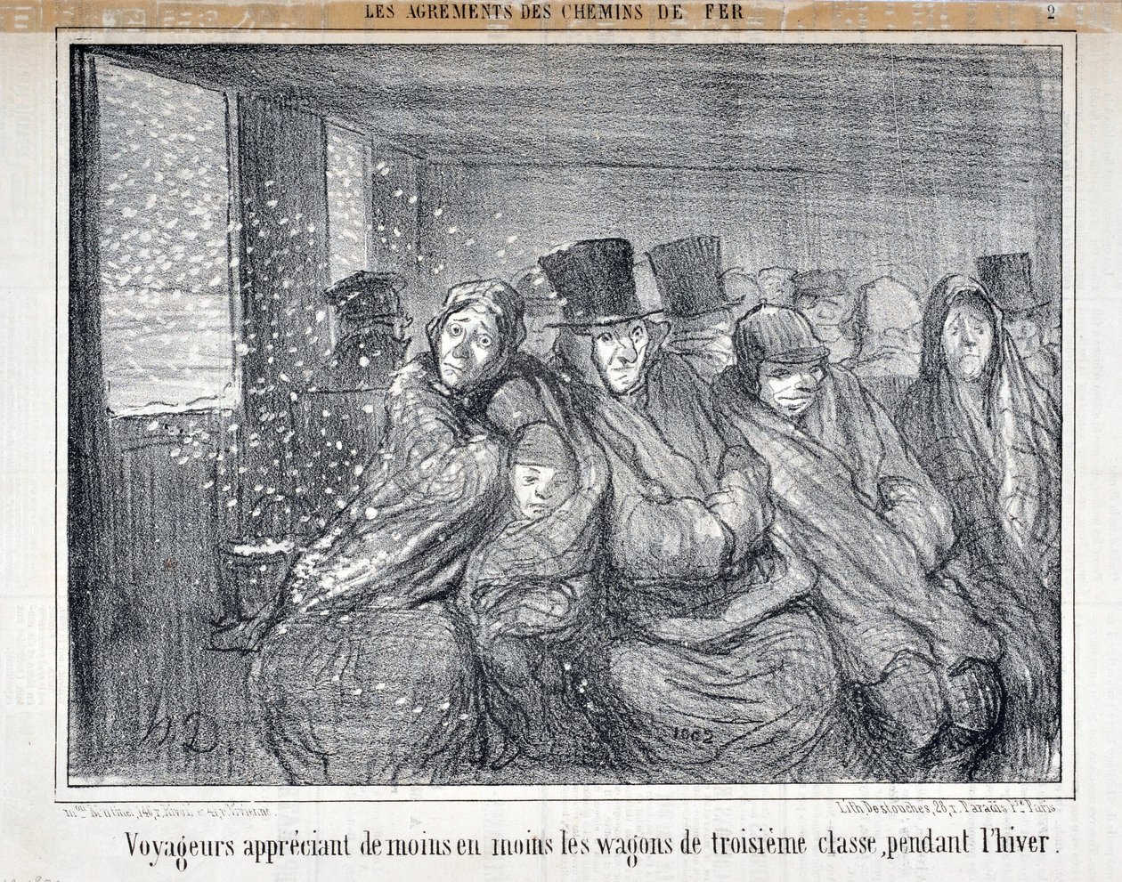 Illustrazione per la serie "Les Agrements des Chemin de fer" da Honoré Daumier