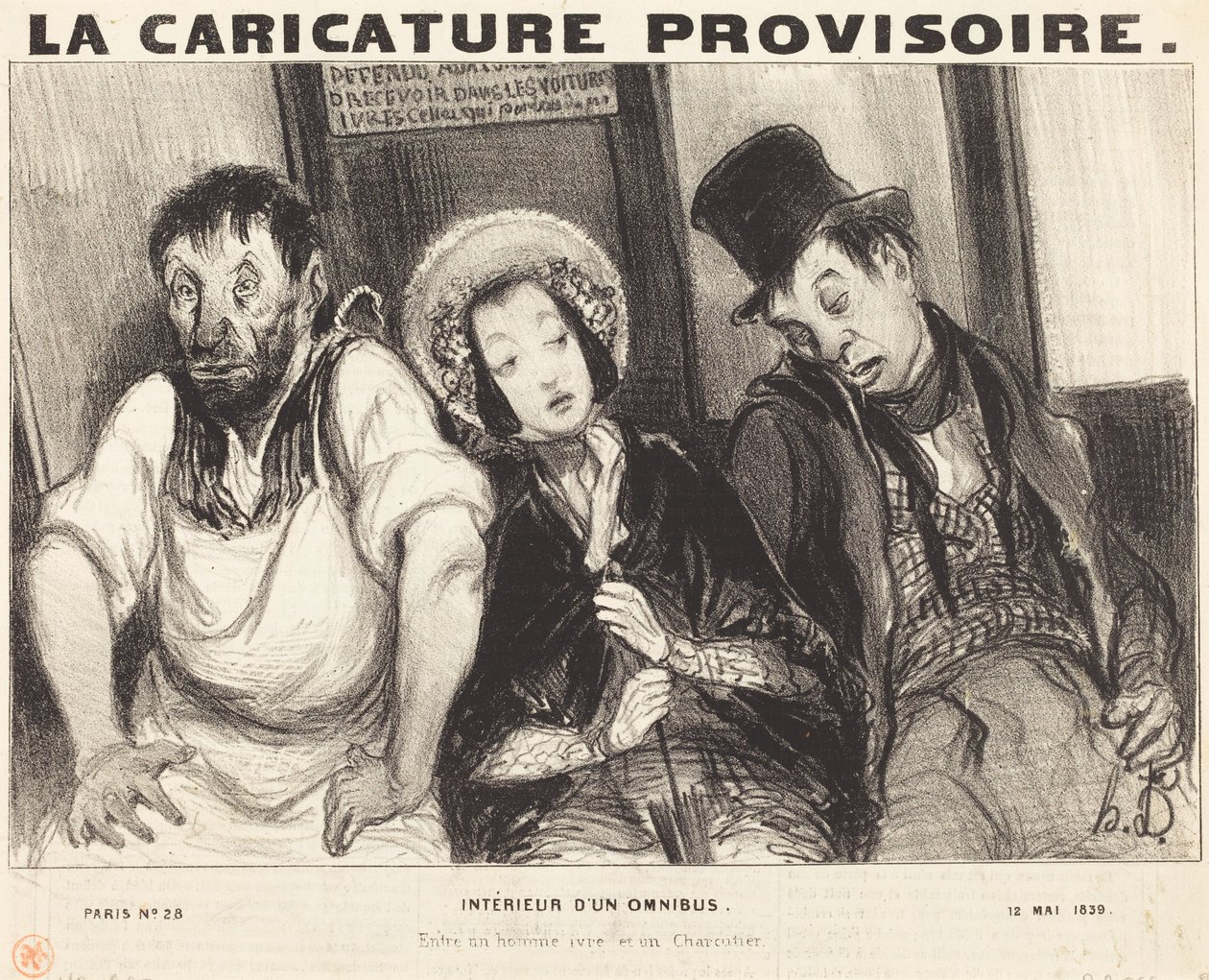 Interno di un autobus da Honoré Daumier