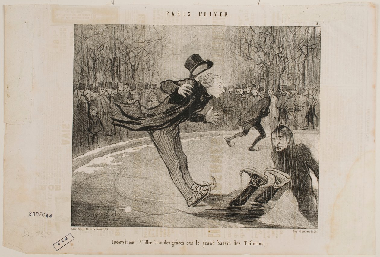 È difficile mettersi in mostra nel grande bacino dei Giardini delle Tuileries. da Honoré Daumier