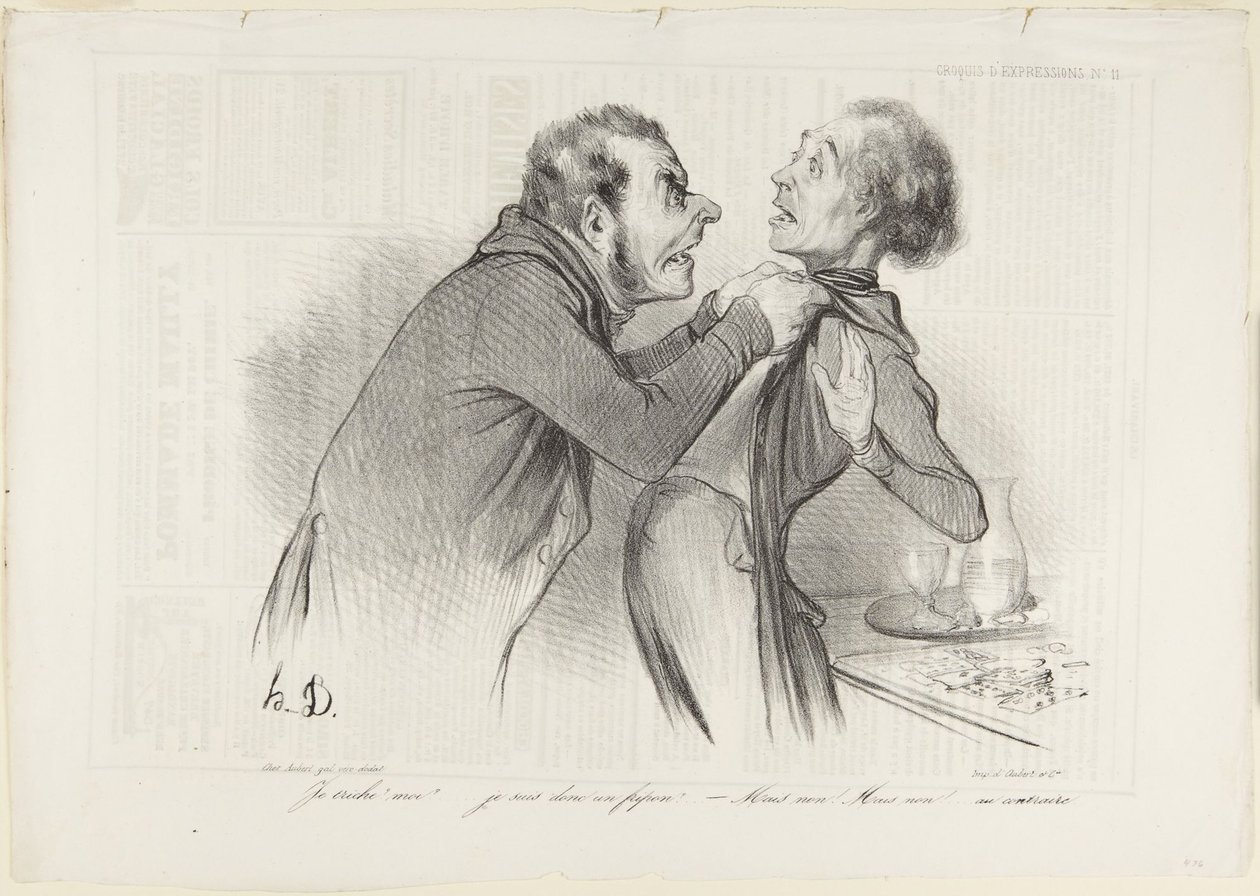 Io imbroglio? Io? ..., numero 11 della serie Schizzi di espressioni da Le Charivari da Honoré Daumier