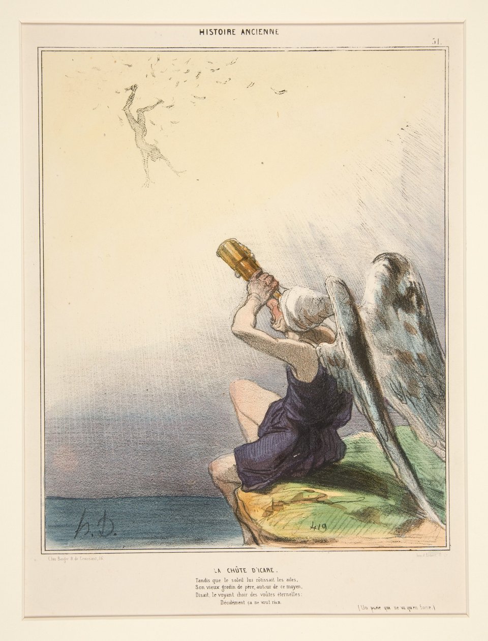 La caduta di Icaro, da Histoire Ancienne da Honoré Daumier