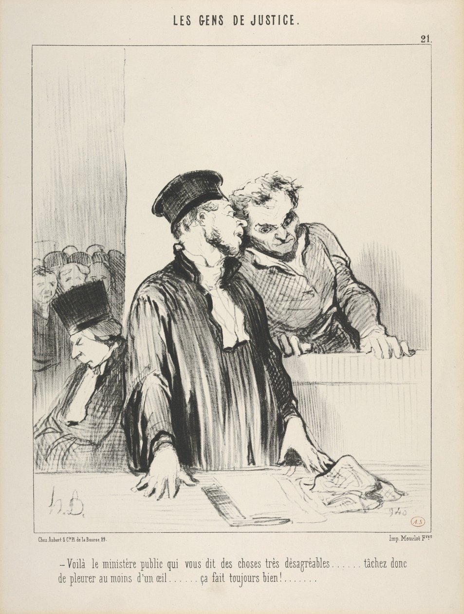 La gente della giustizia, tavola 21, «Ecco il pubblico ministero che vi dice cose molto sgradevoli» da Honoré Daumier