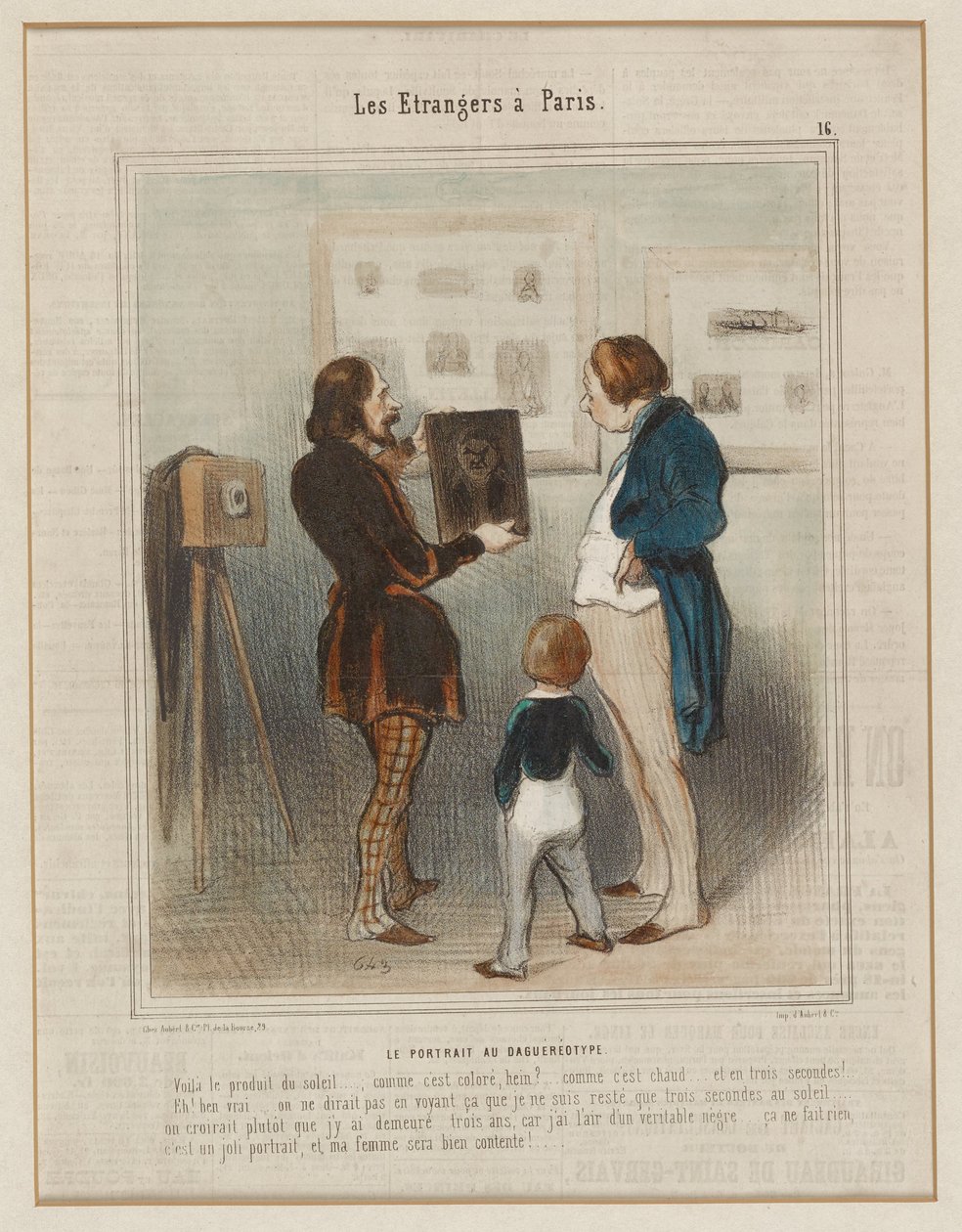 Il ritratto al dagherotipo. (Gli stranieri a Parigi n. 16), tratto da *Le Charivari* da Honoré Daumier
