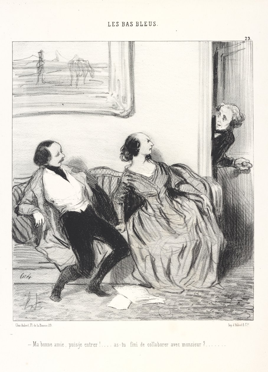 Mia cara, posso entrare! ... Hai finito di collaborare con il signore?, tavola 29 della serie Les Bas-Bleus dal giornale Le Charivari da Honoré Daumier