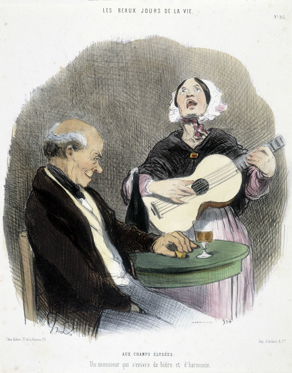 Uomo che beve in compagnia di un cantante - in "Les Beaux Jours de la vie" di Honoré Daumier da Honoré Daumier