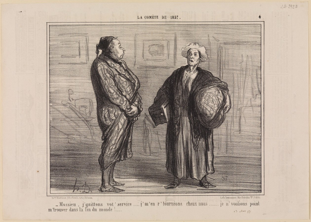 Signore, lasciamo il vostro servizio... (La Comète del 1857, foglio 4) da Honoré Daumier