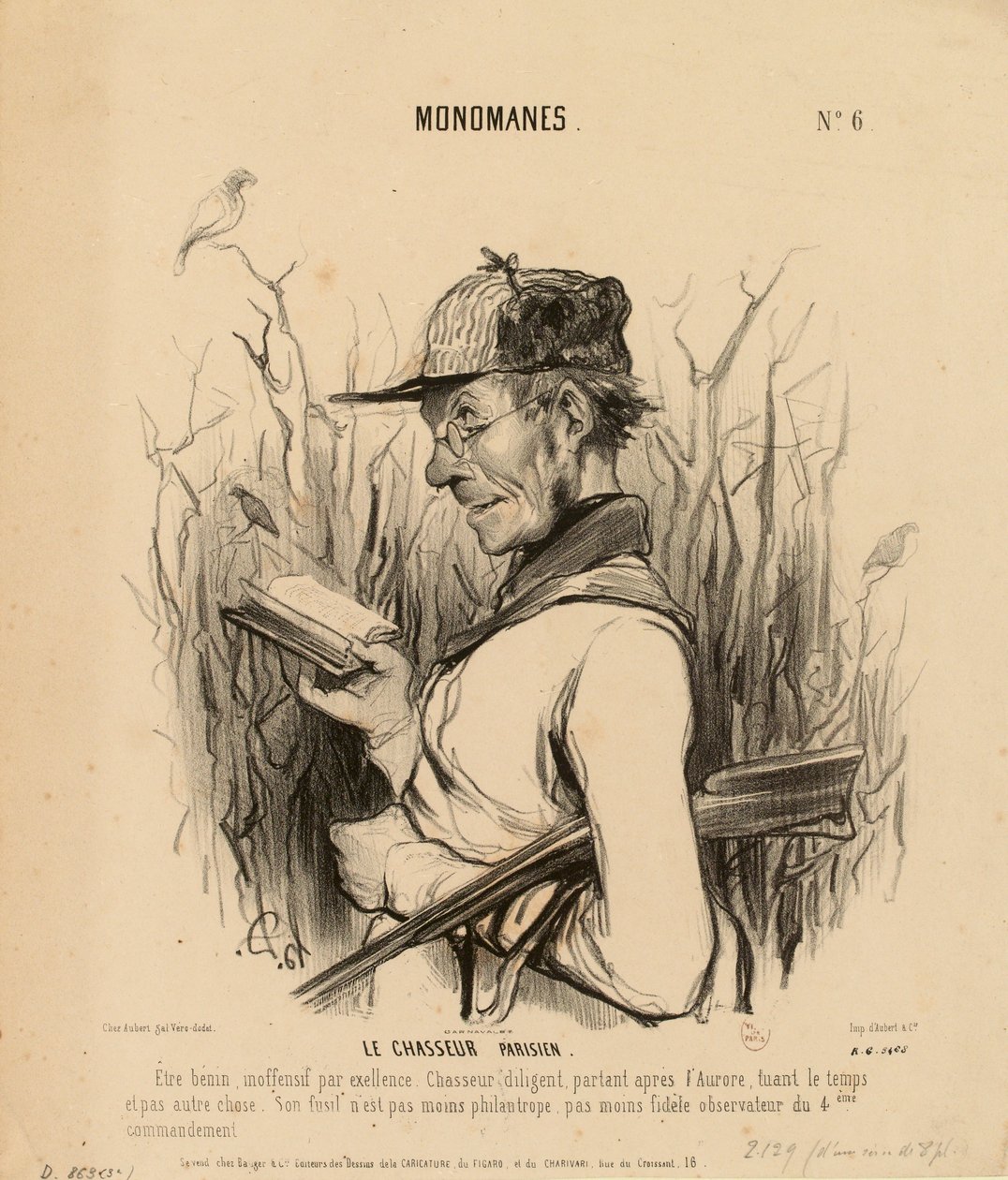 Monomani n. 6: Il cacciatore parigino. Un essere benevolo, innocuo per eccellenza... da Honoré Daumier