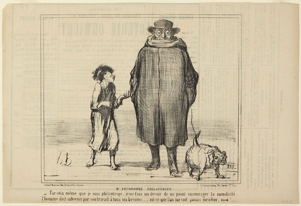 Il signor Prudhomme, filantropo, numero 291 della serie Actualités da Le Charivari da Honoré Daumier