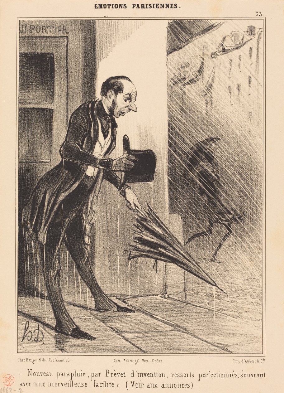 Nuovo ombrello, di Brevet... da Honoré Daumier