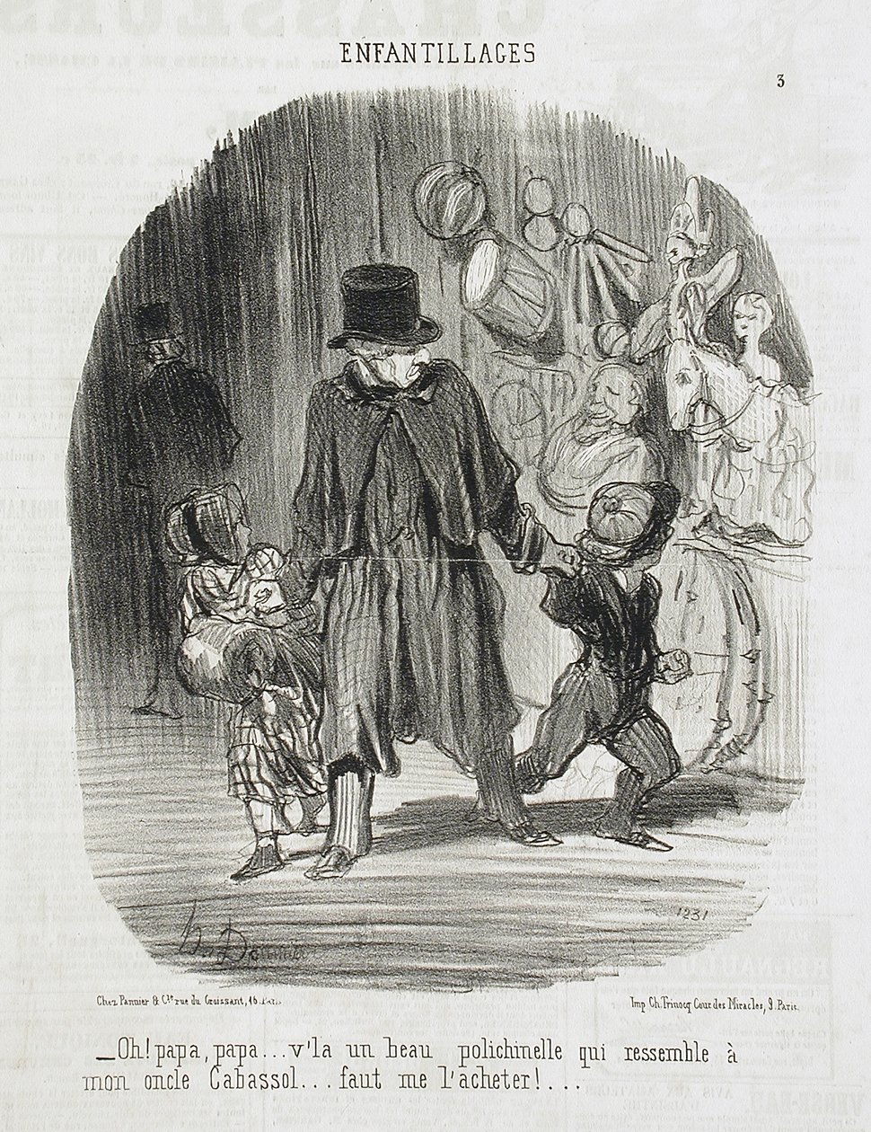 Oh! Papà, papà... ecco un bel Pollicinella... da Honoré Daumier