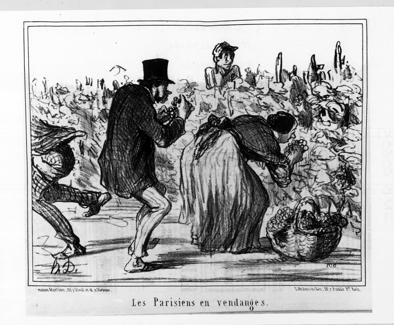 Schizzi parigini: parigini alla raccolta - di Daumier, in "Charivari" del 02/10/1857 da Honoré Daumier