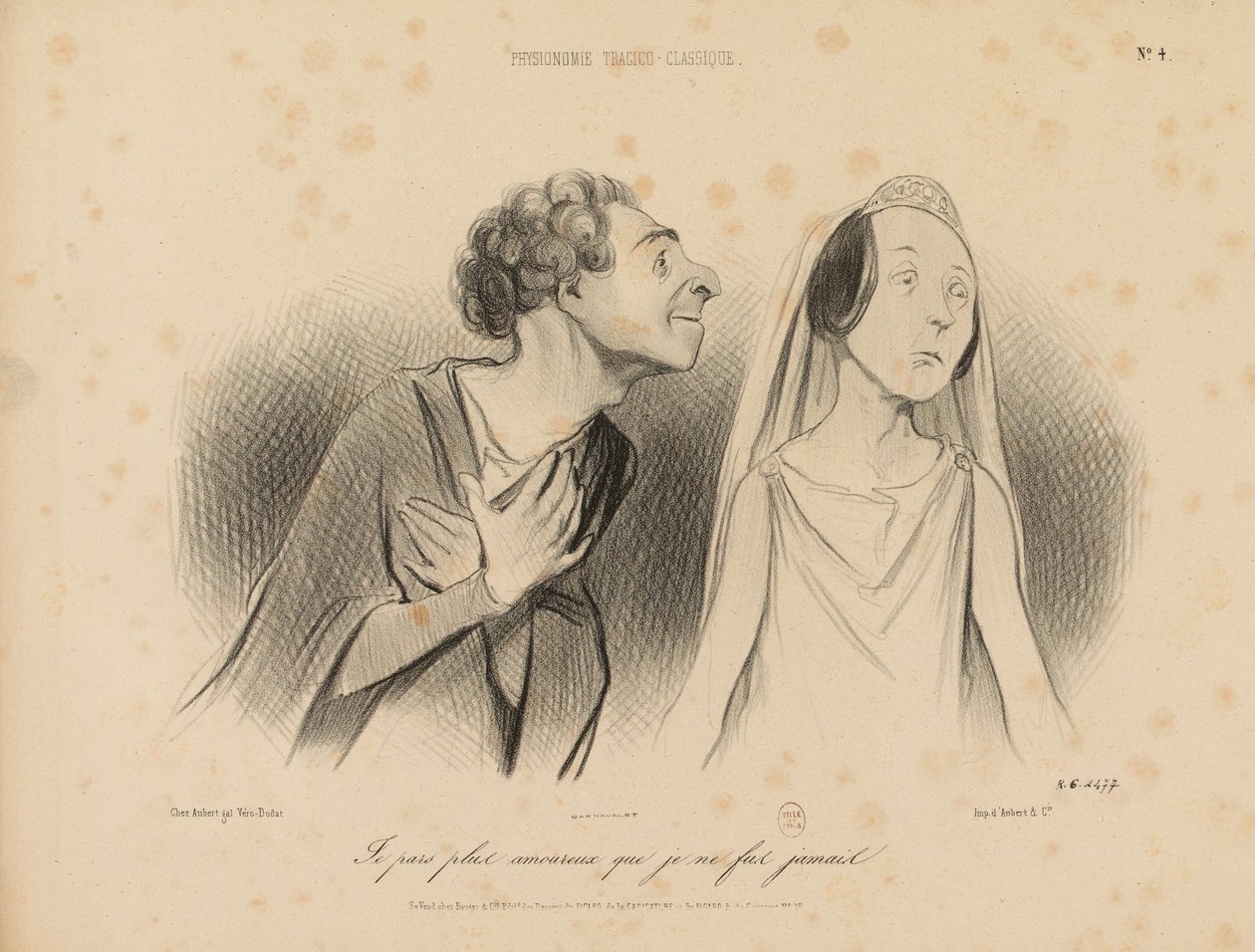 Fisionomie tragico-classiche. Parto più innamorato di quanto non lo sia mai stato. N. 4. da Honoré Daumier