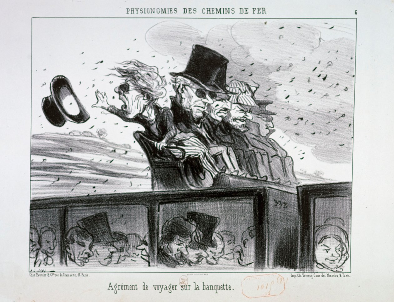 Fisionomie delle Ferrovie n. 6: Il piacere di viaggiare sulla panca. da Honoré Daumier