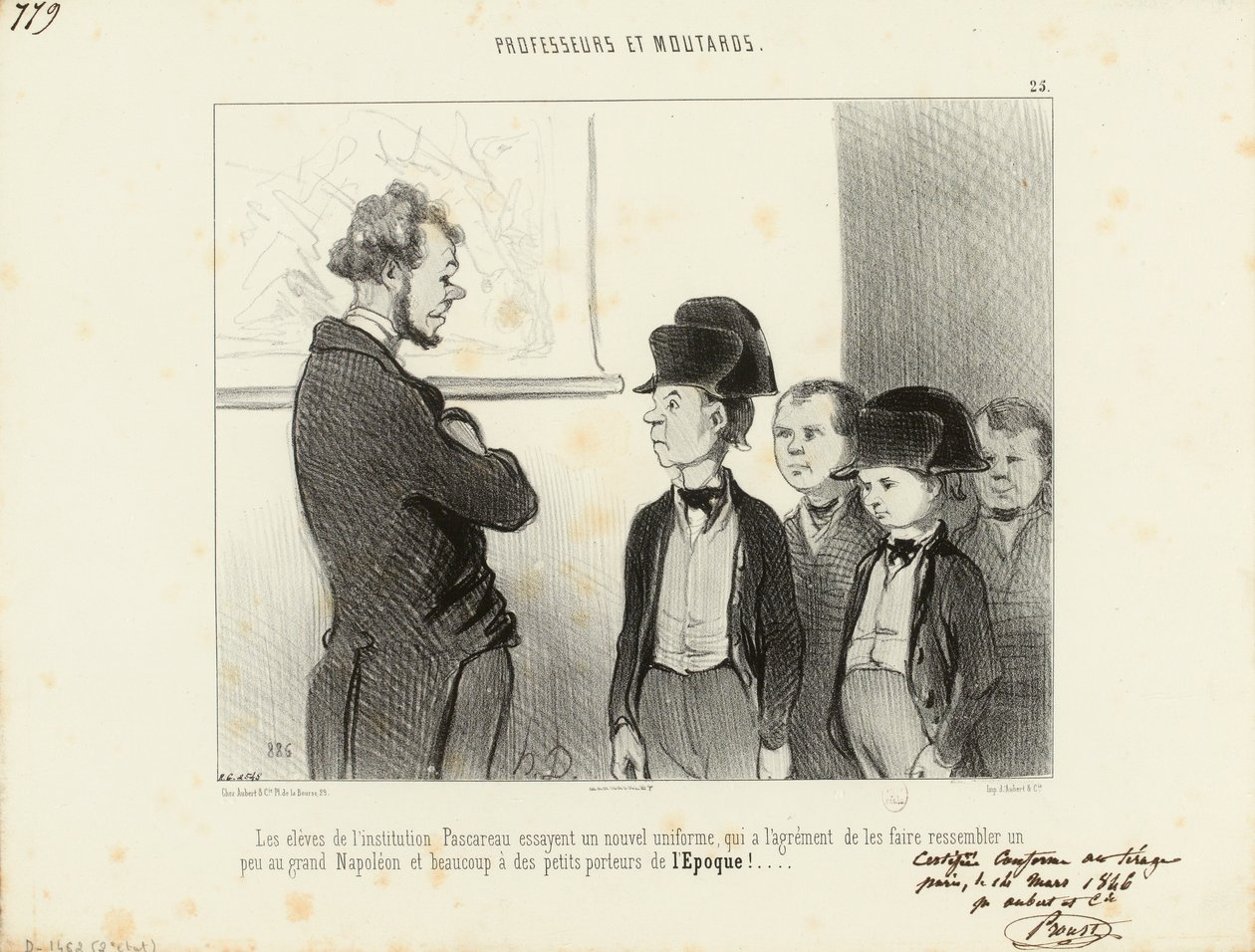 Professori e monelli. Gli allievi dell’istituto Pascareau provano una nuova uniforme... 25. da Honoré Daumier