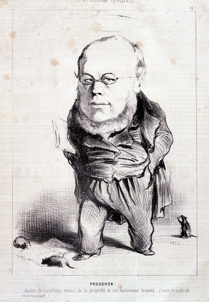Proudhon, "apostolo del socialismo, nemico della proprietà e suo distruttore brevettato" - di Daumier, in "Charivari" del 06/01/1849 da Honoré Daumier