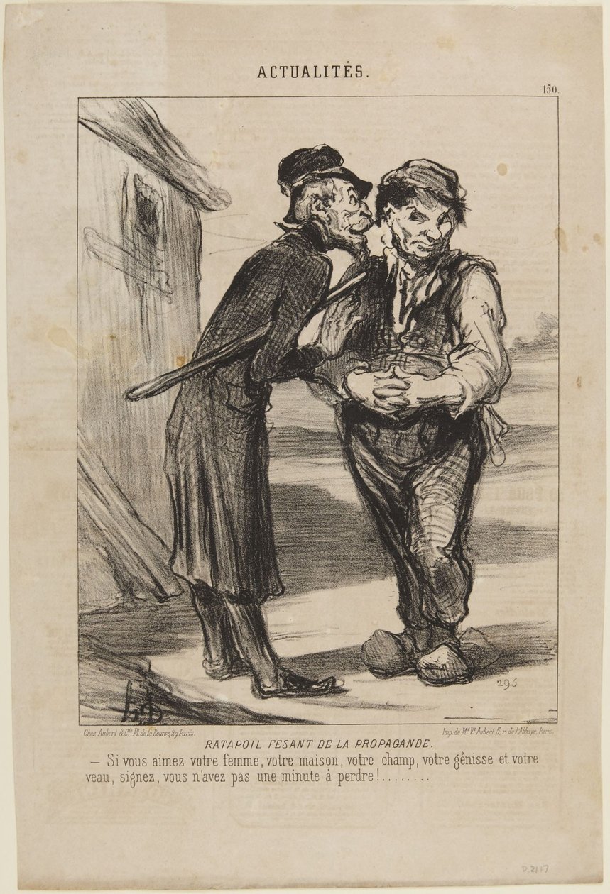 Ratapoil, il propagandista, numero 150 della serie «Actualités» di Le Charivari da Honoré Daumier