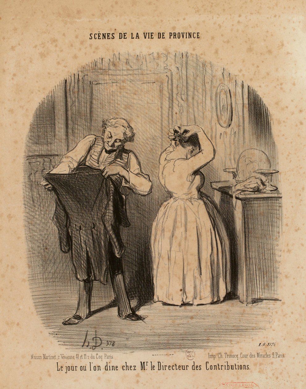 Scene della vita di provincia. Il giorno in cui si pranza dal signor Direttore ... da Honoré Daumier
