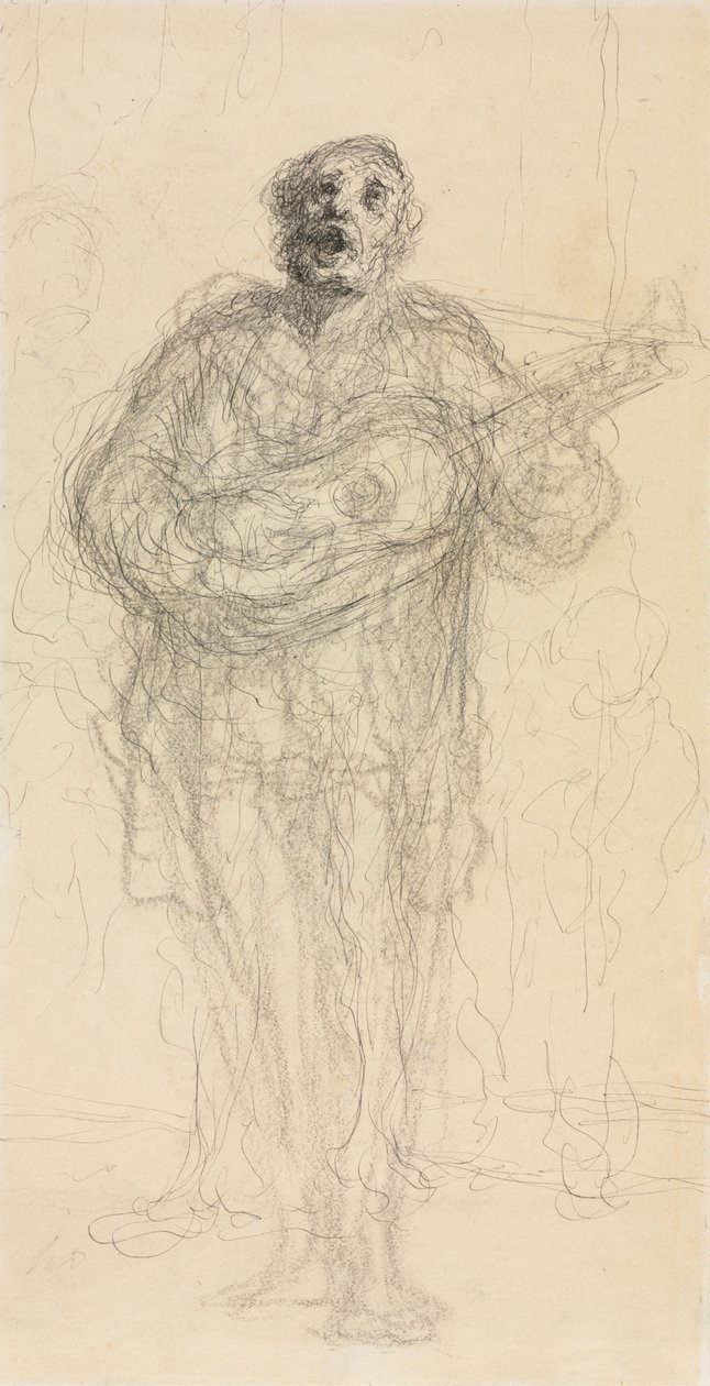 Chitarrista che canta (recto) da Honoré Daumier