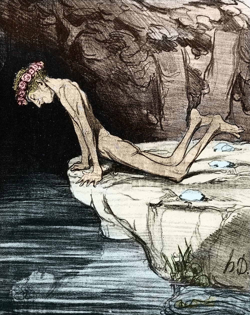 Il bel Narciso. Di Honore Daumier de Salvandy (1795-1856), che era uno scrittore, politico e storico, nonché membro dell