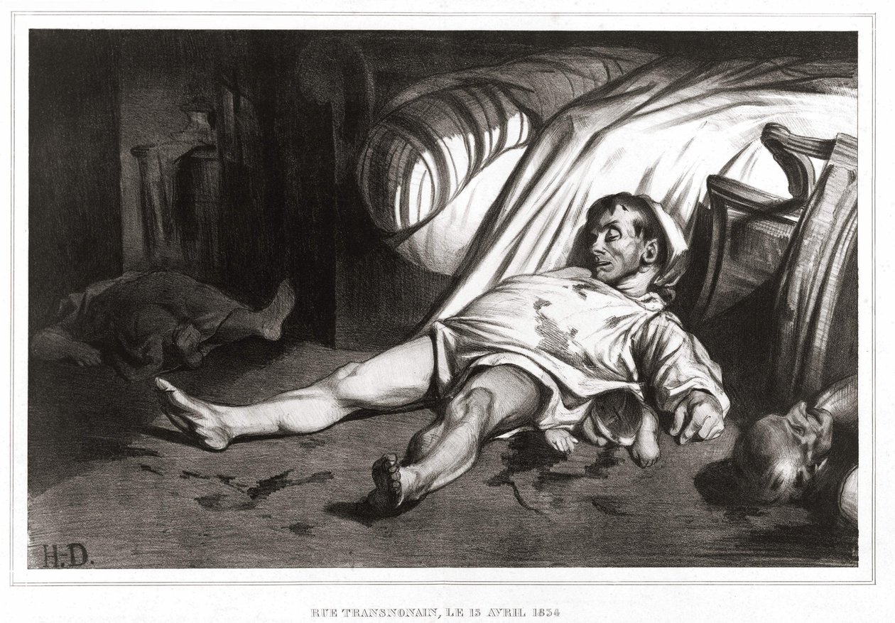 Il massacro di rue Transnonain il 14/04/1834 (litografia) 1837 da Honoré Daumier