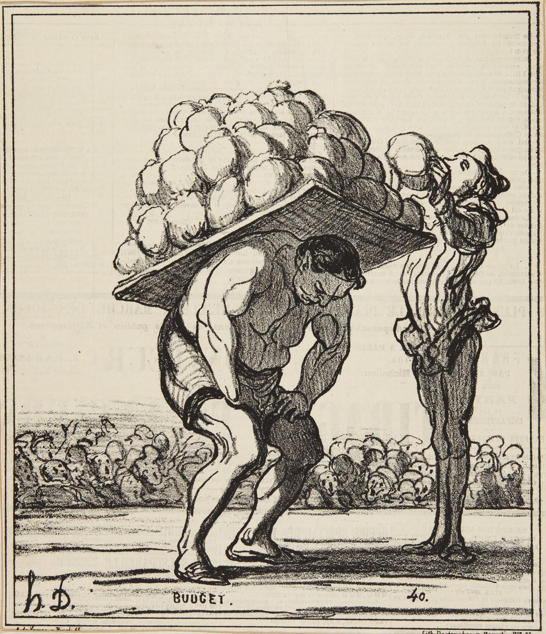 «Un Ercole che spinge dentro quelli della festa di San Cloud» da Honoré Daumier