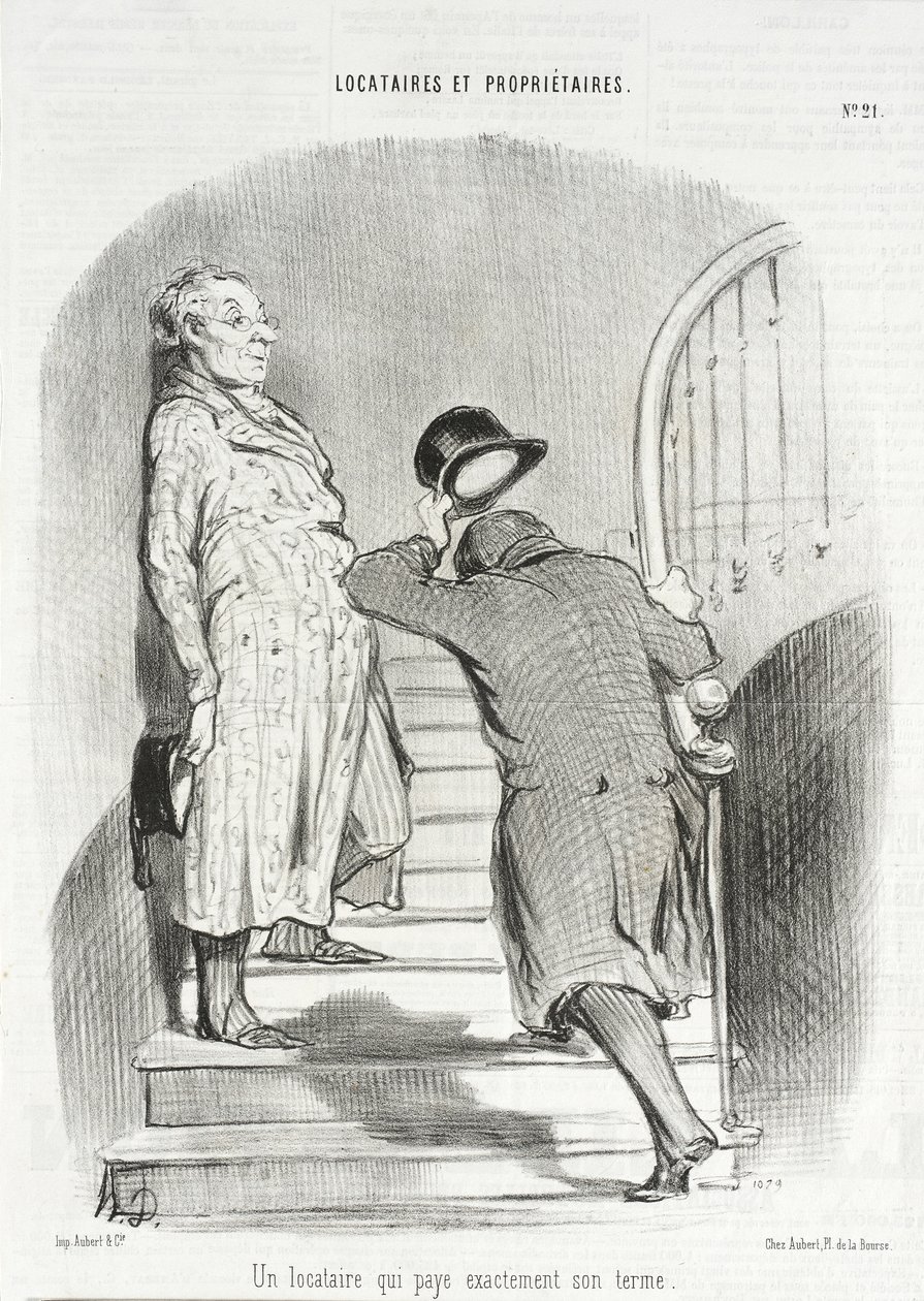 Un inquilino che paga puntualmente il suo affitto da Honoré Daumier