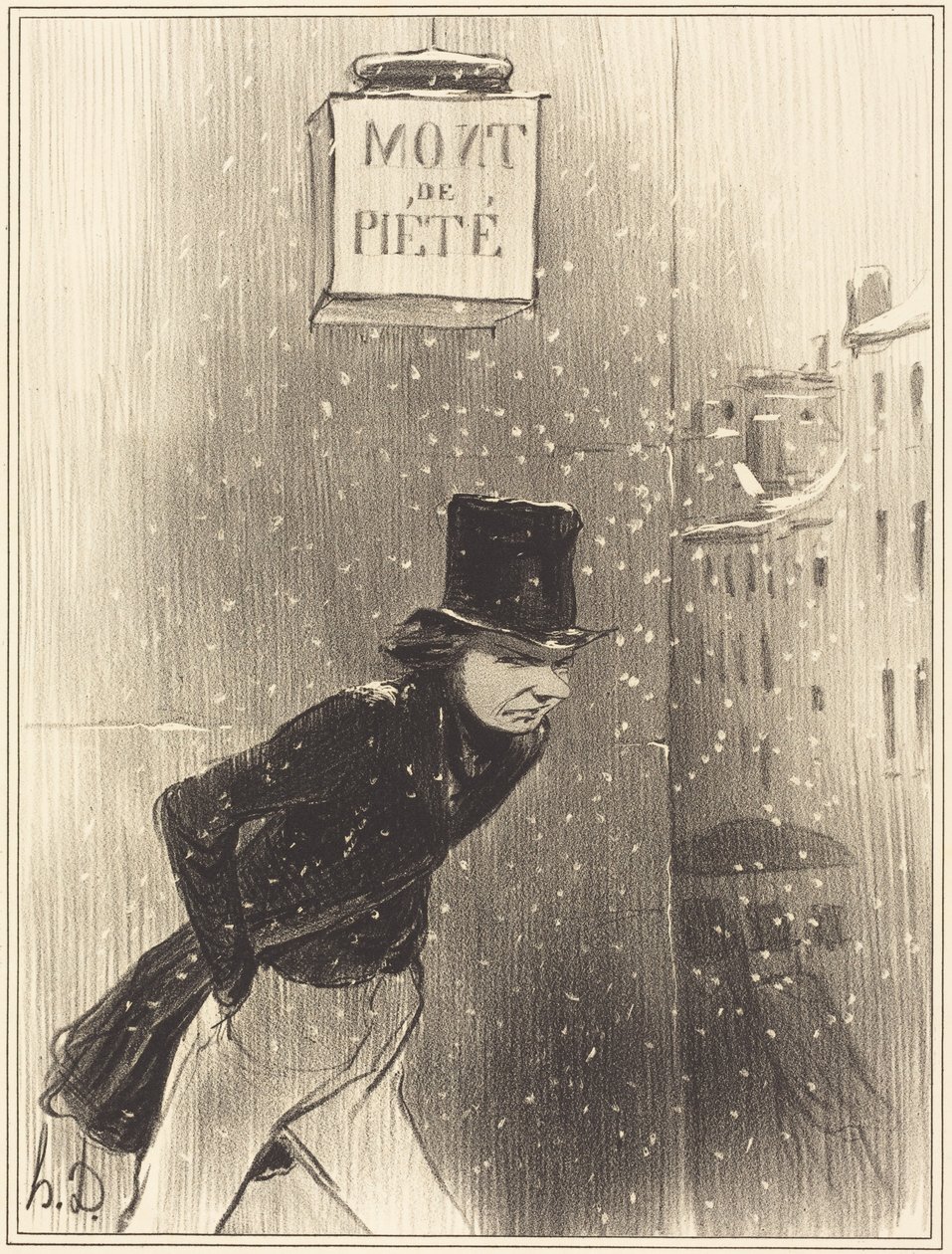 Un signore con le valigie ai suoi piedi da Honoré Daumier