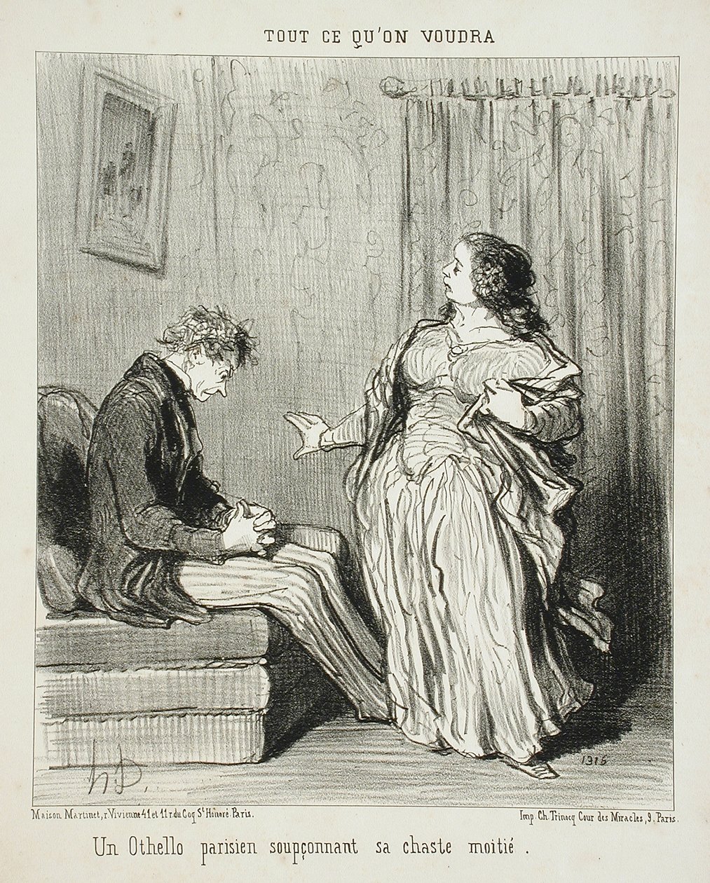 Un Otello parigino che sospetta della sua casta metà da Honoré Daumier